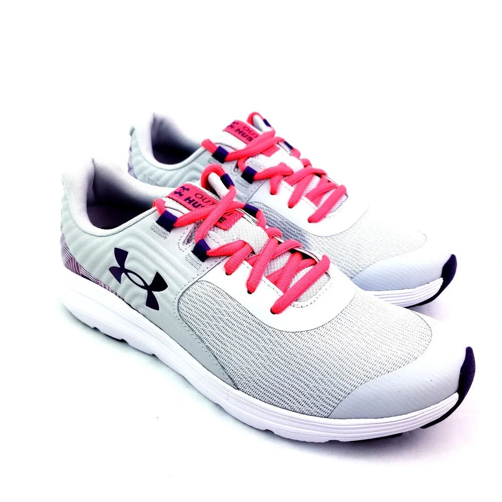 Under Armour UA GGS Outhustle Print Girls Sz 6Y Womens 7.5 Gray Pink Shoes
